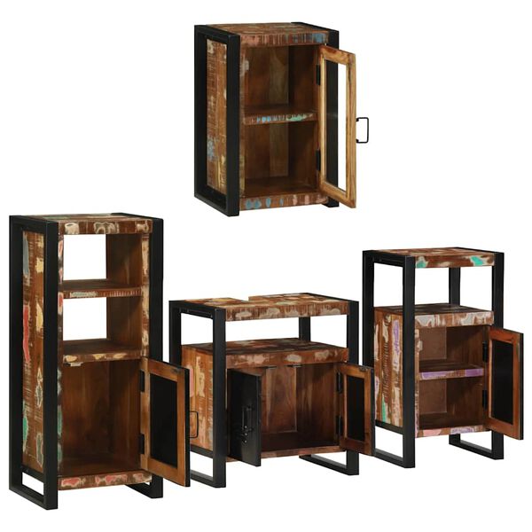 vidaXL Bathroom Furniture Set 4 pcs Multicolour Solid Reclaimed Wood