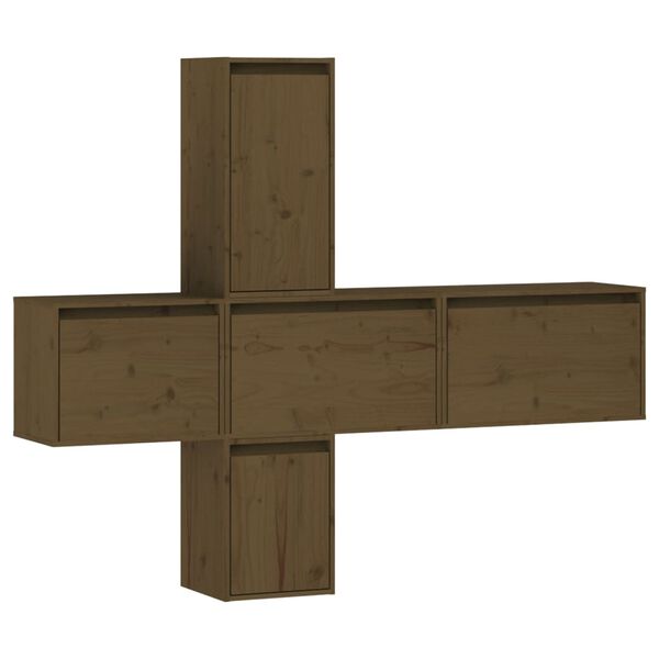 vidaXL TV Cabinets 5 pcs Honey Brown Solid Wood Pine