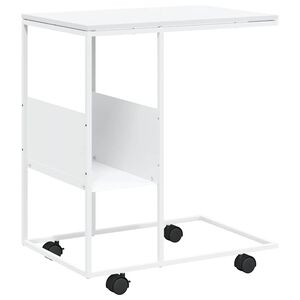 vidaXL Side Table with Wheels White 55x36x63.5 cm Engineered Wood