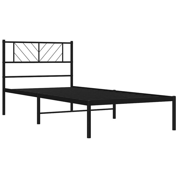 vidaXL Metal Bed Frame without Mattress with Headboard Black 107x203cm