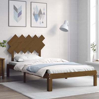 vidaXL Bed Frame with Headboard Honey Brown 100x200 cm Solid Wood