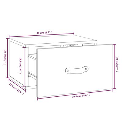 vidaXL Wall-mounted Bedside Cabinet White 40x29.5x22 cm