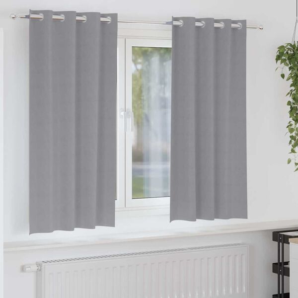 vidaXL Blackout Curtains with Rings 2 pcs Light Grey 175 x 140 cm