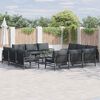 vidaXL Garden Sofa Set with Cushion 13 pcs Black Steel