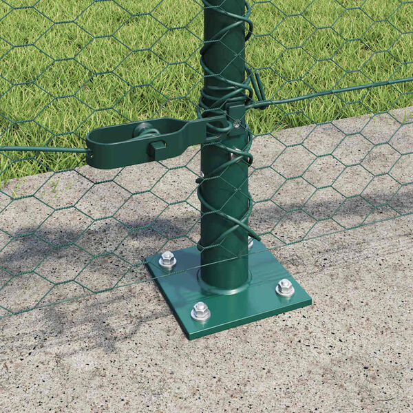 vidaXL Fence Post Green 100 x 0.5 m (25 mm mesh) Steel and PVC