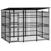 vidaXL Outdoor Dog Kennel with Roof Steel 5.53 m&sup2;