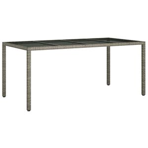 vidaXL Garden Table Grey 190x90x75 cm Tempered Glass and Poly Rattan