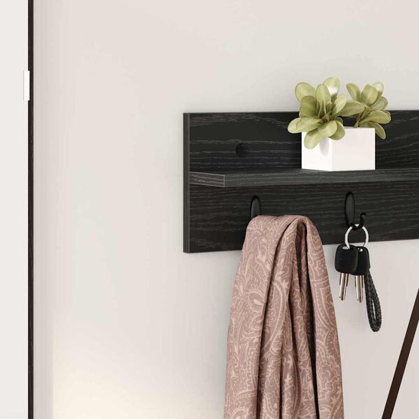 vidaXL Wall-Mounted Coat Rack Wall-mounted Black Oak 80 x 10.5 x 18 cm