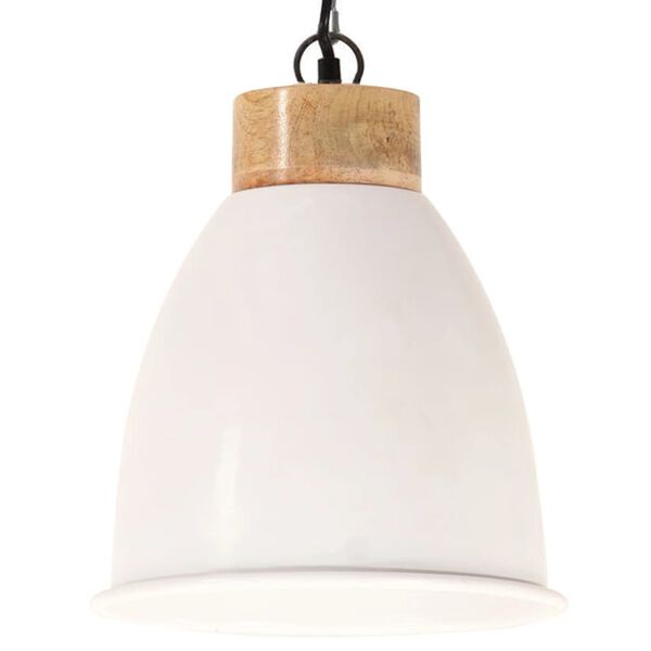 vidaXL Industrial Hanging Lamp White Iron & Solid Wood 23 cm E27