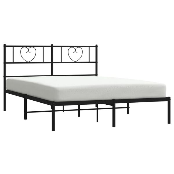 vidaXL Metal Bed Frame without Mattress with Headboard Black 140x190cm