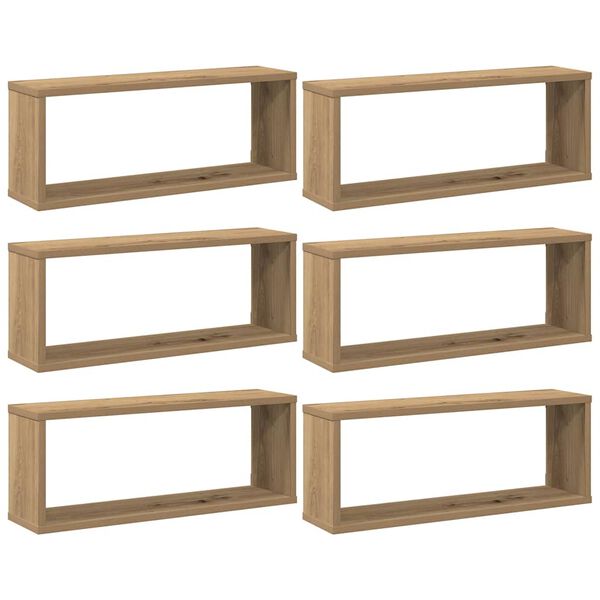 vidaXL Wall Cube Shelves 6 pcs Artisan Oak 60x15x23 cm Engineered Wood