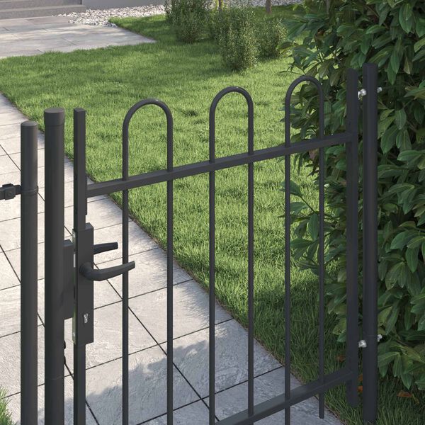 vidaXL Fence Gate with Lock Grey 103 x 150 cm Powder-Coated Steel