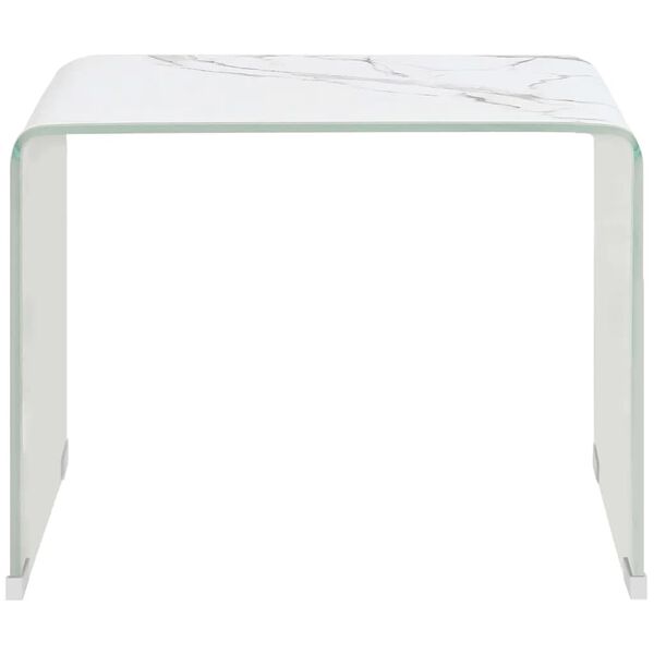 vidaXL Coffee Table White Marble 50x50x45 cm Tempered Glass