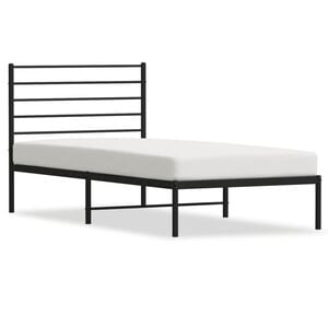 vidaXL Metal Bed Frame without Mattress with Headboard Black 107x203cm