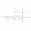 vidaXL Metal Bed Frame without Mattress with Headboard White 140x200cm