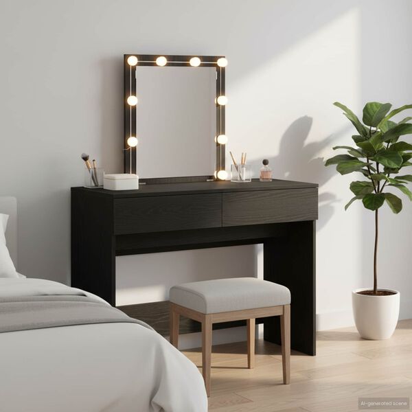 vidaXL Dressing Table Black oak 100 x 40 x 130 cm Engineered wood