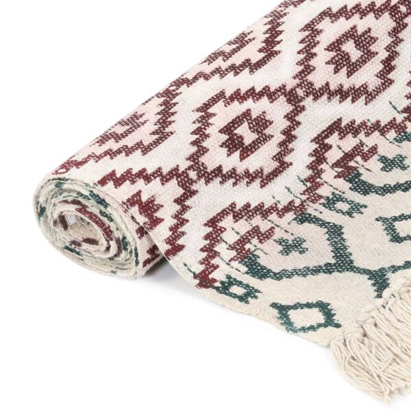 vidaXL Handwoven Kilim Rug Cotton 120x180 cm Printed Multicolour