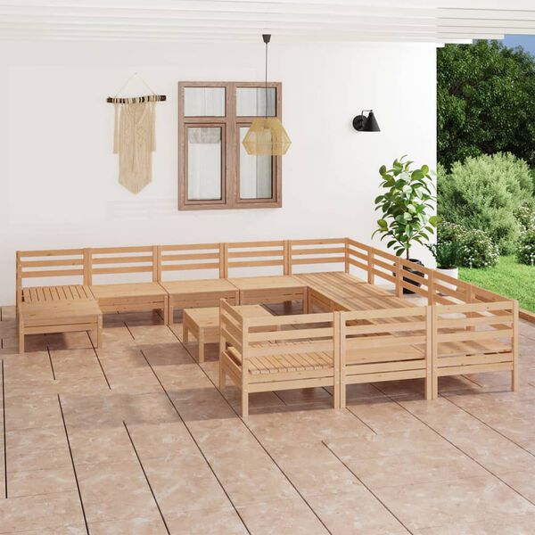 vidaXL 13 Piece Garden Lounge Set Solid Wood Pine
