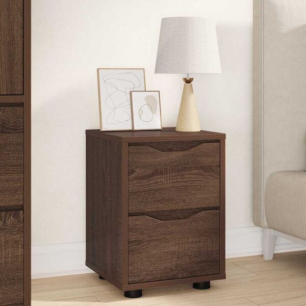 vidaXL Bedside Tables with Drawer 2 pcs Brown Oak 30.5 x 30 x 43 cm