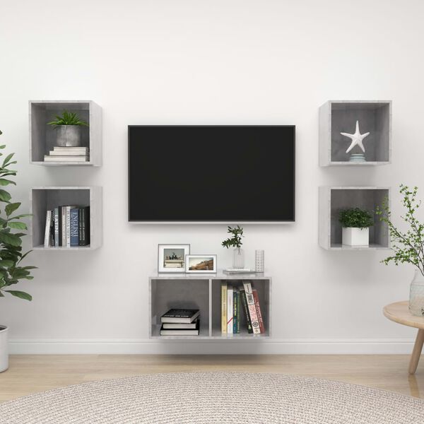 vidaXL 5 Piece TV Cabinet Set Concrete Grey Engineered Wood