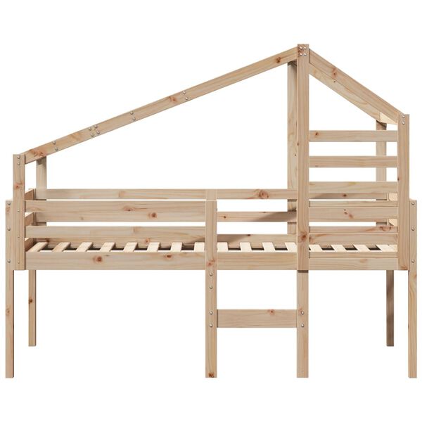 vidaXL High Sleeper Bed without Mattress 90x200 cm Solid Wood Pine