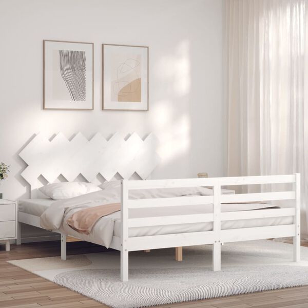 vidaXL Bed Frame without Mattress White 140x200 cm Solid Wood