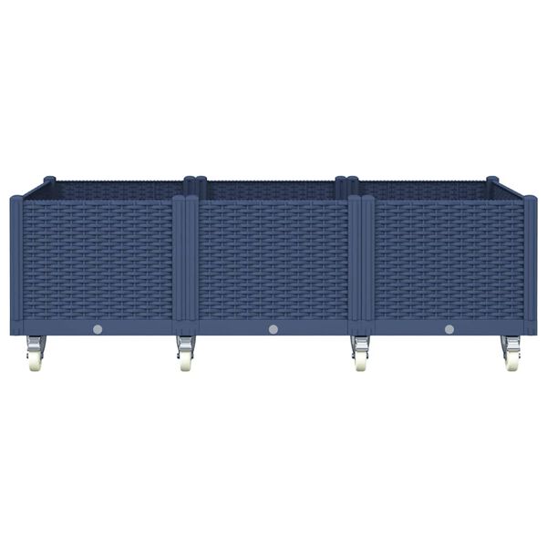 vidaXL Garden Planter with Wheels Blue Grey 150x80x54 cm PP