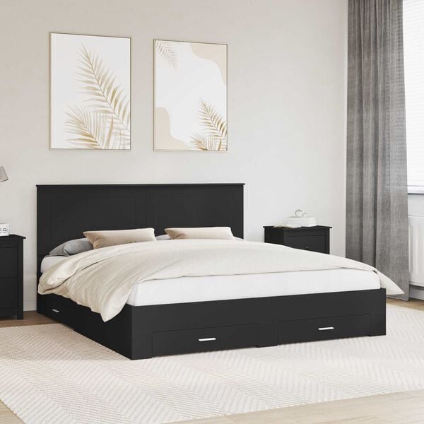 vidaXL Bed Frame Black and Silver 200 x 200 cm Engineered Wood