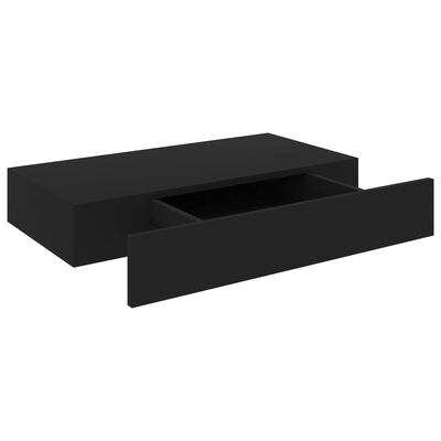 vidaXL Floating Wall Shelf with Drawer Black 48x25x8 cm
