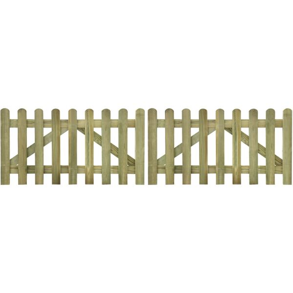 vidaXL Picket Fence Gate 2 pcs Impregnated Wood 300x80 cm