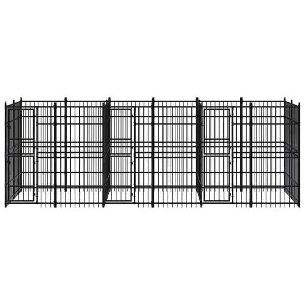vidaXL Outdoor Dog Kennel Steel 11.06 m²