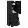 vidaXL Highboard with Drawer 2 pcs Black Oak Engineered Wood and Glass