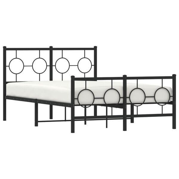 vidaXL Metal Bed Frame without Mattress with Footboard Black 120x190cm