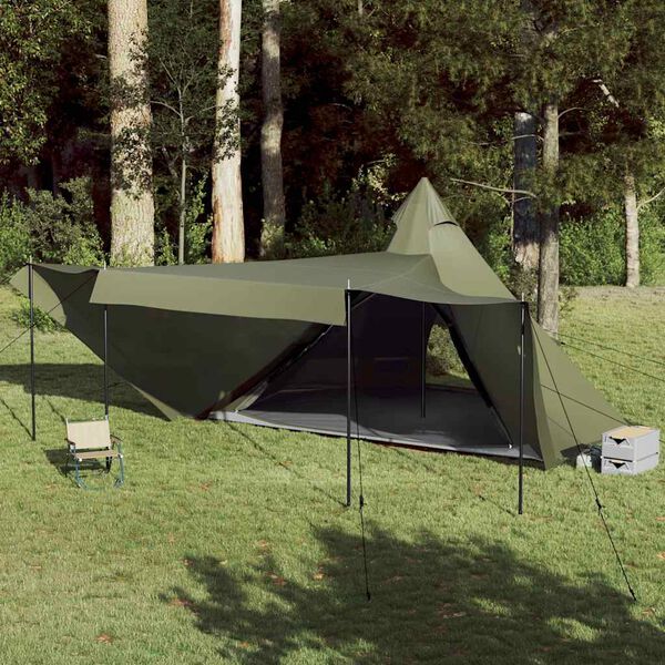 vidaXL Family Tent Tipi 8-Person Olive Green Waterproof
