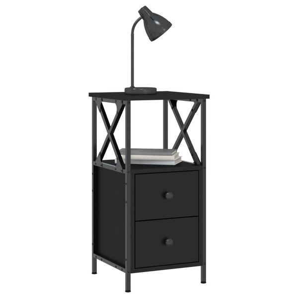 vidaXL Bedside Cabinets 2 pcs Black 34x35.5x70 cm Engineered Wood