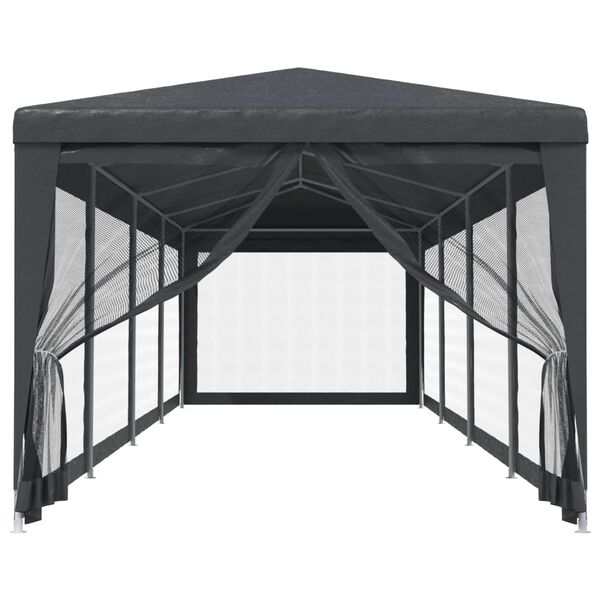 vidaXL Party Tent with 10 Mesh Sidewalls Anthracite 3x12 m HDPE