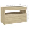vidaXL Bedside Cabinet & LED Lights Sonoma Oak 60x35x40 cm Engineered Wood