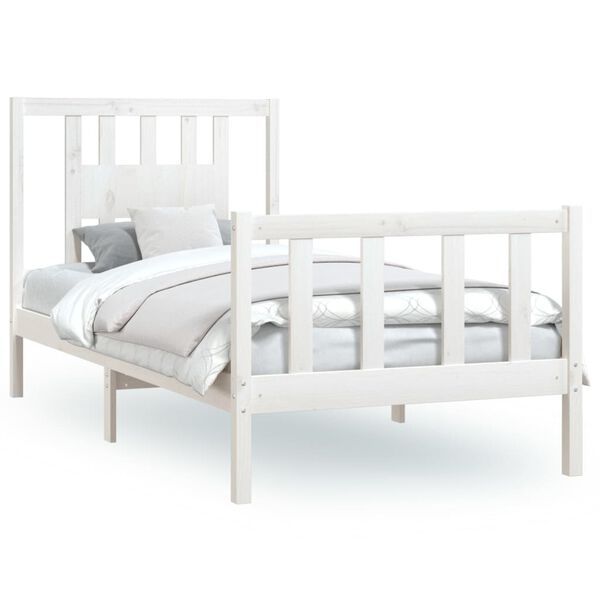vidaXL Bed Frame without Mattress White Solid Wood Pine 100x200 cm