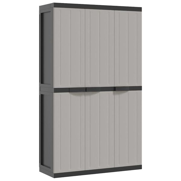 vidaXL Outdoor Storage Cabinet Grey and Black 97x37x165 cm PP