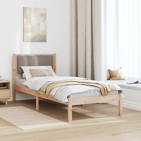 vidaXL Bed Frame with Upholstered Headboard Taupe 75 x 190 cm