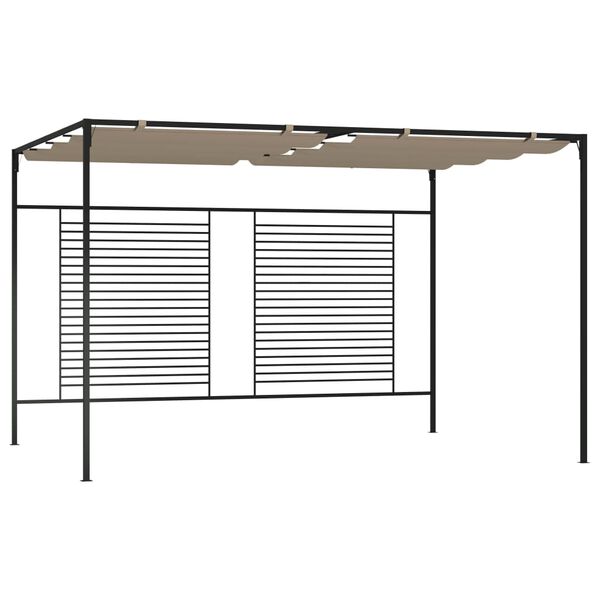 vidaXL Gazebo with Retractable Roof 3x4x2.3 m Taupe 180 g/m²