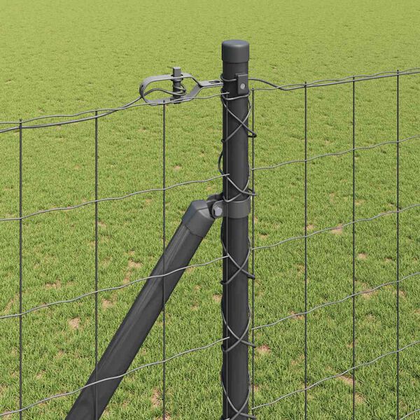vidaXL Fence with Post Grey 1.6 x 10 m Steel and PVC
