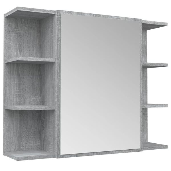 vidaXL Bathroom Mirror Cabinet Grey Sonoma 80x20.5x64cm Engineered Wood