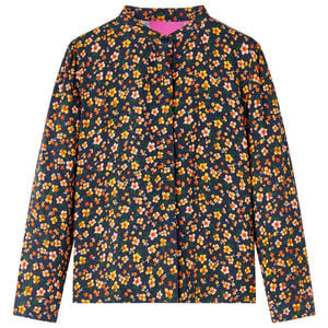 vidaXL Kids' Shirt with Band Collar Navy 104