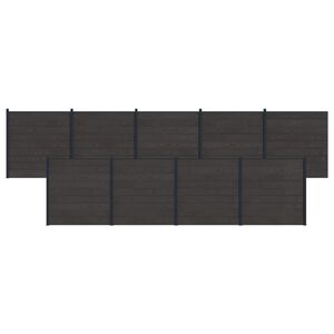vidaXL Fence Set 9 pcs 1564 x 186 cm WPC and Aluminium Black