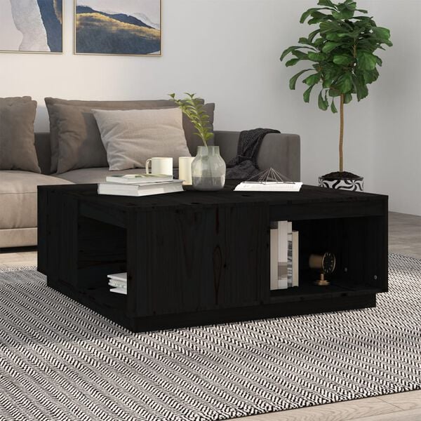 vidaXL Coffee Table Black 100x101x40.5 cm Solid Wood Pine