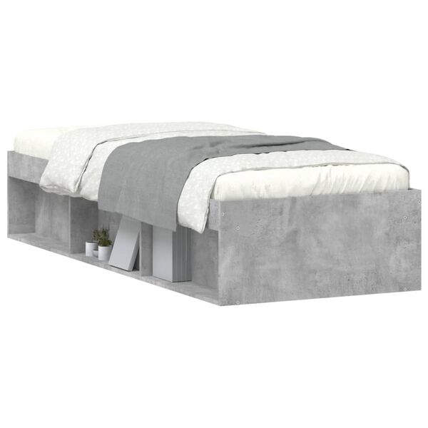 vidaXL Bed Frame without Mattress Concrete Grey 75x190 cm Small Single Small Single