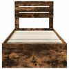 vidaXL Bed Frame with Headboard Smoked Oak 75 x 190 cm Solid Pine Wood