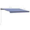 vidaXL Manual Retractable Awning 450x300 cm Blue and White