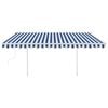 vidaXL Manual Retractable Awning with LED 4.5x3 m Blue and White